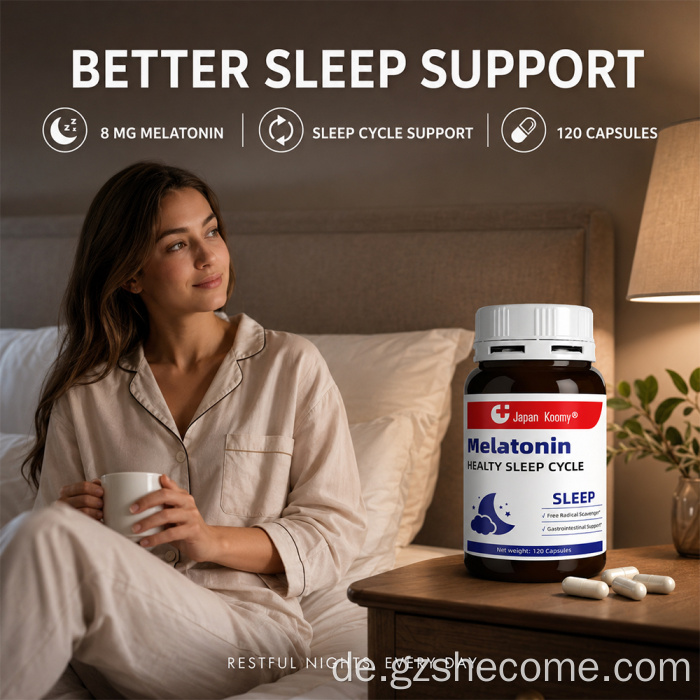 Shecome Melatonin-Kapseln zur Unterstützung des Schlafzyklus und der Entspannung